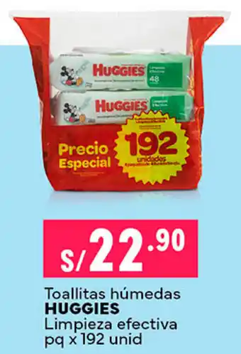 Plaza Vea Toallitas húmedas HUGGIES Limpieza efectiva pq x 192 unid oferta