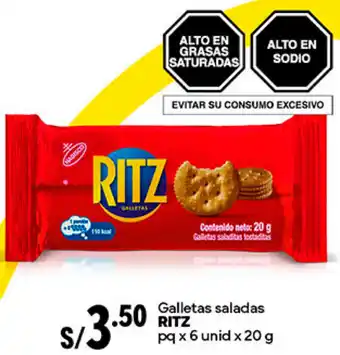 Plaza Vea Galletas saladas RITZ pq x 6 unid x 20g oferta