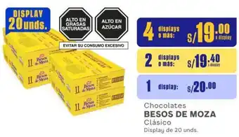 Plaza Vea Chocolates BESOS DE MOZA Clásico 4 Displays de 20 unds. oferta