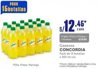 Plaza Vea Gaseosa CONCORDIA Pack de 15 botellas x 355ml oferta