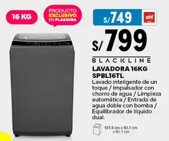 Plaza Vea BLACKLINE LAVADORA 16KG SPBL16TL oferta