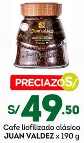 Tottus Cafe liofilizado clásico JUAN VALDEZ x 190 g oferta