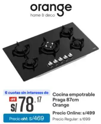 Promart Cocina empotrable Praga 87cm Orange oferta