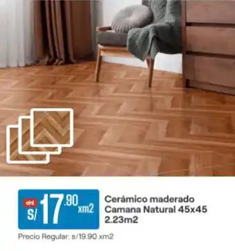 Promart Cerámico maderado Camana Natural 45x45 2.23m2 oferta