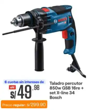 Promart Taladro percutor 850w GSB 16re + set X-line 34 Bosch oferta