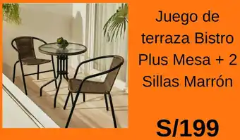 Promart Juego de terraza Bistro Plus Mesa + 2 Sillas Marrón oferta