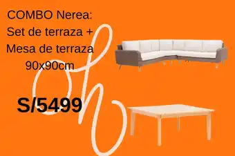 Promart COMBO Nerea: Set de terraza + Mesa de terraza 90x90cm oferta