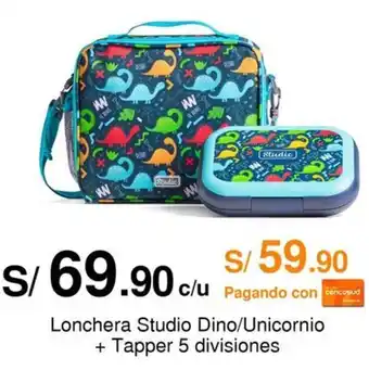 Metro Lonchera Studio Dino/Unicornio + Tapper 5 divisiones oferta