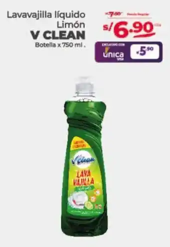 Vega Lavavajilla líquido Limón V CLEAN Botella x 750 ml oferta