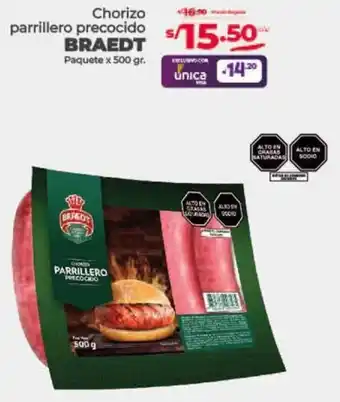 Vega Chorizo parrillero precocido BRAEDT Paquete x 500gr oferta