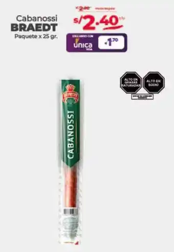 Vega Cabanossi BRAEDT Paquete x 25gr oferta