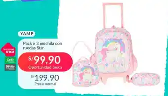 Falabella YAMP Pack x 3 mochila con. ruedas Star oferta