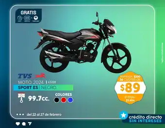 Marcimex TVS MOTO 2024. | 43228 SPORT ES I NEGRO oferta