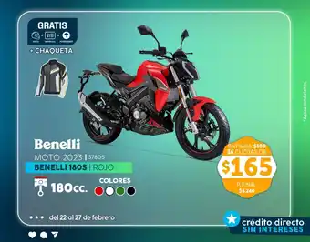 Marcimex MOTO 2023 | 37805 BENELLI 180S | ROJO oferta