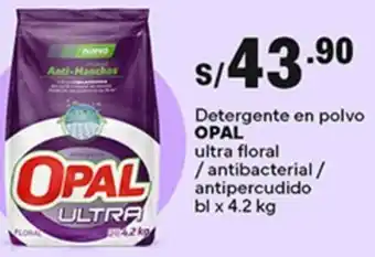 Plaza Vea Detergente en polvo OPAL ultra floral /antibacterial/ antipercudido bl x 4.2kg oferta