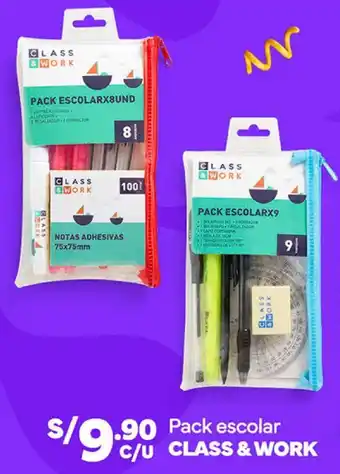 Plaza Vea Pack escolar C/U CLASS & WORK oferta