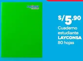 Plaza Vea Cuaderno estudiante LAYCONSA 80 hojas oferta