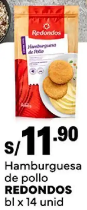 Plaza Vea Hamburguesa de pollo REDONDOS bl x 14 unid oferta