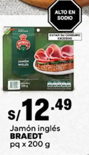 Plaza Vea Jamón inglés BRAEDT pq x 200g oferta