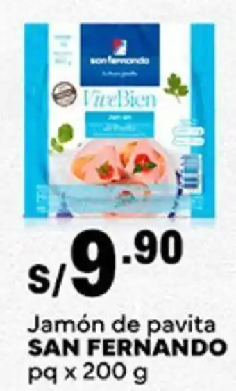 Plaza Vea Jamón de pavita SAN FERNANDO pq x 200g oferta