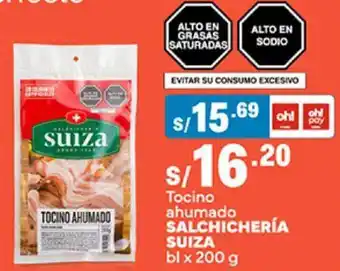 Plaza Vea Tocino ahumado SALCHICHERÍA SUIZA bl x 200g oferta