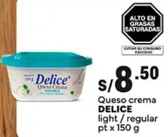 Plaza Vea Queso crema DELICE light / regular pt x 150g oferta