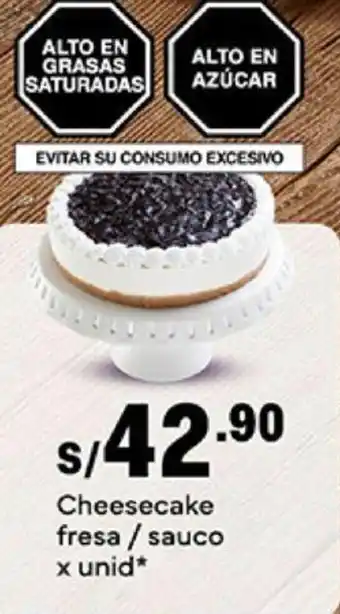 Plaza Vea Cheesecake fresa/sauco x unid oferta