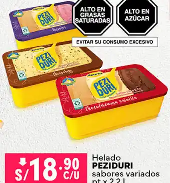 Plaza Vea Helado PEZIDURI Chocolúcuma vainilla sabores variados pt x 2.2L oferta