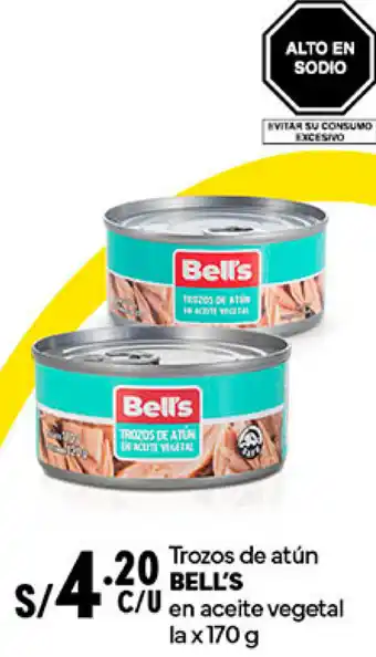 Plaza Vea Trozos de atún BELL'S en aceite vegetal la x 170g oferta