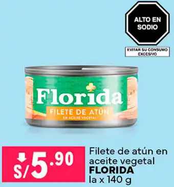 Plaza Vea Filete de atún en aceite vegetal FLORIDA la x 140g oferta