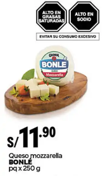 Plaza Vea Queso mozzarella BONLÉ pq x 250g oferta