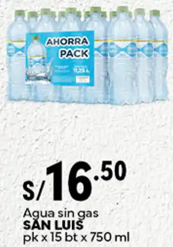 Plaza Vea Agua sin gas SĂN LUIỄ pk x 15 btx 750ml oferta