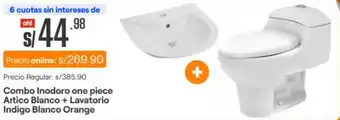 Promart Combo Inodoro one piece Artico Blanco + Lavatorio Indigo Blanco Orange oferta