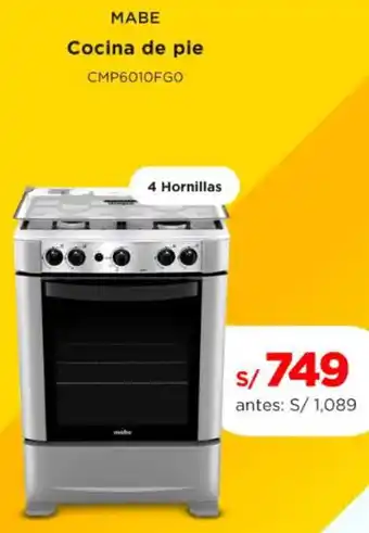 La Curacao MABE Cocina de pie CMP6010FGO 4 Hornillas oferta