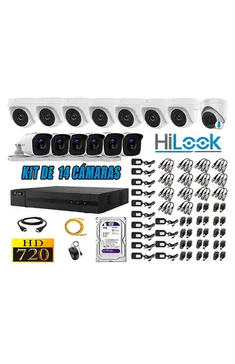 Tiendas EFE Kit 14 cámaras de seguridad hilook hd 720p 1tb cu-a086-hl14-hd + 1 cámara con micrófono oferta