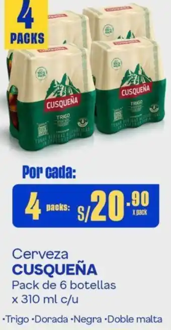 Makro Cerveza CUSQUEÑA 4 Packs de 6 botellas x 310ml oferta