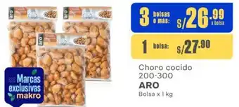 Makro Choro cocido 200-300 ARO 3 Bolsas x 1kg oferta