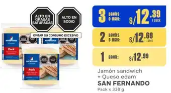 Makro Jamón sandwich + Queso edam SAN FERNANDO 3Packs x 338g oferta