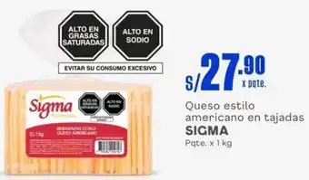 Queso estilo americano en tajadas SIGMA Pqte. x 1kg
