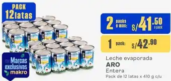 Makro Leche evaporada ARO Entera 12 Packs de 12 latas x 410g oferta
