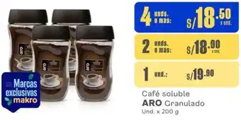 Makro Café soluble ARO Granulado 4 Unds x 200g oferta