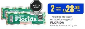 Makro Trocitos de atún en aceite vegetal FLORIDA 2 Packs de 6 latas x 140g oferta