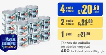 Makro Trozos de caballa en aceite vegetal ARO 4 Packs de 6 latas x 170g oferta