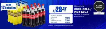 Makro Gaseosa COCA-COLA / INCA KOLA Pack de 12 botellas x 600ml oferta