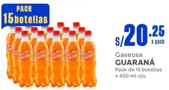 Gaseosa GUARANÁ Pack de 15 botellas x 450ml