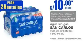 Makro Agua sin gas SAN CARLOS Pack de 20 botellas x 500ml oferta