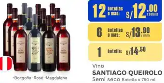 Makro Vino SANTIAGO QUEIROLO Semi seco 12 Botellas x 750ml oferta