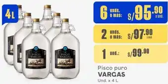 Makro Pisco puro VARGAS 6 Unds x 4L oferta