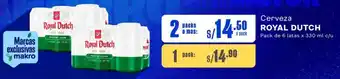Makro Cerveza ROYAL DUTCH 2 Packs de 6 latas x 330ml oferta
