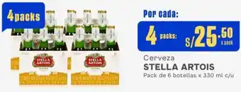 Makro Cerveza STELLA ARTOIS 4 Packs de 6 botellas x 330ml oferta
